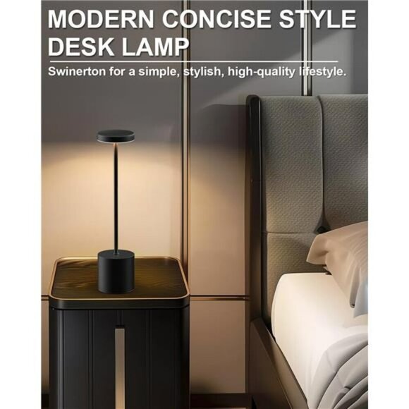 Cordless LED Table Lamps Set Rechargeable Dimmable Light for Patio Bedroom - Picture 4 of 7